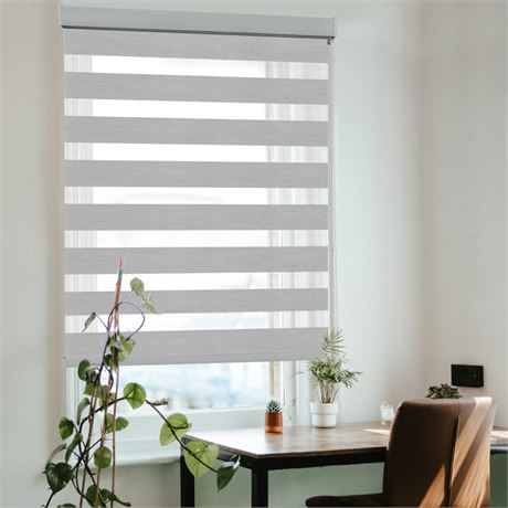 KCO Zebra Blinds for Windows, Dual Layer Roller Sheer Shades Blinds for Day and