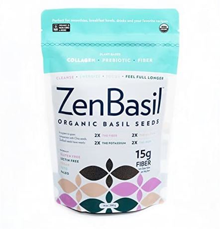 Zen Basil Seeds | Edible Basil Seeds USDA Organic  Kosher  Non-GMO  Lectin-free