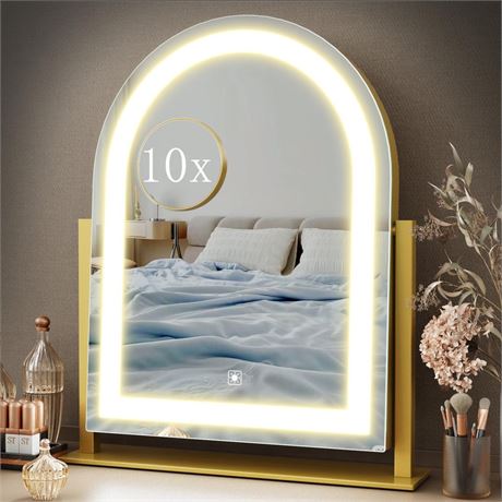Gvnkvn Vanity Mirror with Lights, 15.2’’ LED Makeup Mirror Detachable 10X