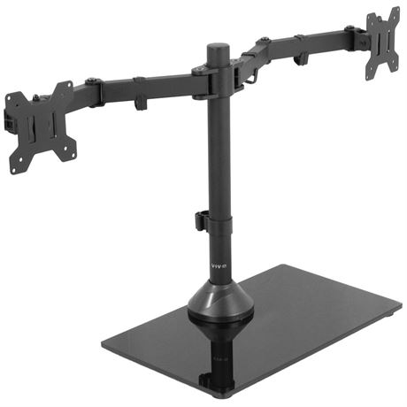 VIVO Dual Monitor Adjustable Mount W/ Glass Base Stand for 2 Screens up to 32