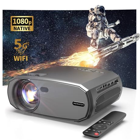 Native 1080P 15000 Lumens Projector, WEWATCH Portable 2.4G 5G Projector With