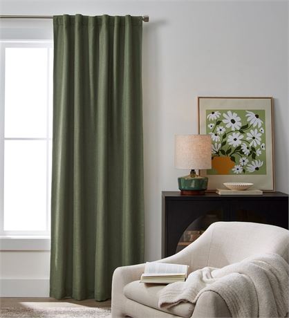 Better Homes & Gardens 100% Blackout Linen Blend Single Curtain, 50x84, Dark