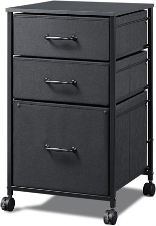 DEVAISE Mobile File Cabinet, Rolling Printer Stand with 3 Drawers, Fabric