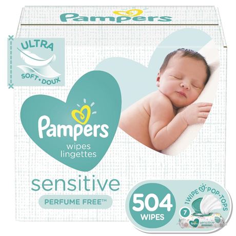 Pampers Pampers Baby Wipes Sensitive Perfume Free 7X Pop-Top Packs 504 Count