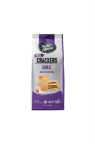 Perfect Choice Pita Crackers (Garlic) - Oven Baked and Crunchy Garlic Snack -
