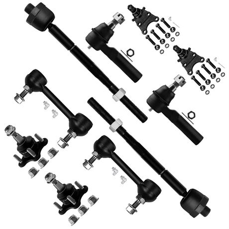 10pc Set RWD Front Suspension Kit Tie Rod End Sway Bar Link Upper Lower Ball