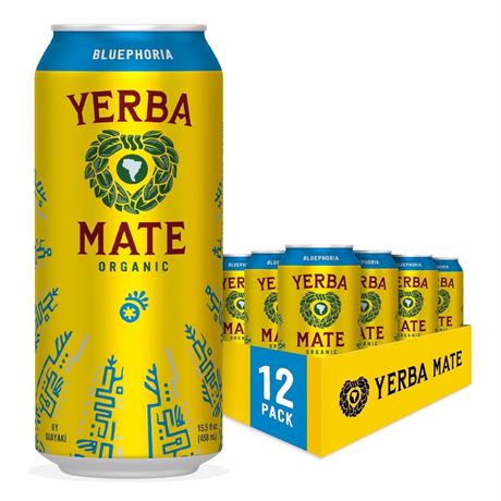 Guayaki Guayakí Yerba Mate, Organic Energy Drink Alternative, Bluephoria, 150mg
