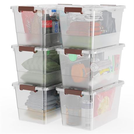Wyt 32 Qt Plastic Clear Storage Bin With Durable Lids And Latching Buckle,