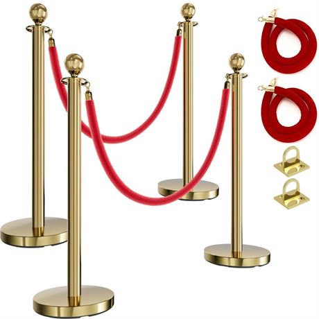 YITAHOME Red Carpet Ropes and Poles, Stanchions and Velvet Ropes, Gold