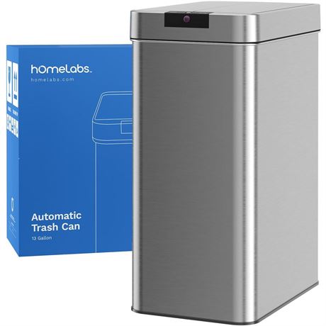hOmeLabs 13 Gallon Automatic Trash Can for Kitchen - Stainless Steel Garbage