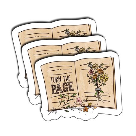 (3Pcs) Turn The Page Books Sticker, Water Assistant Vinyl Waterproof, Laptop,