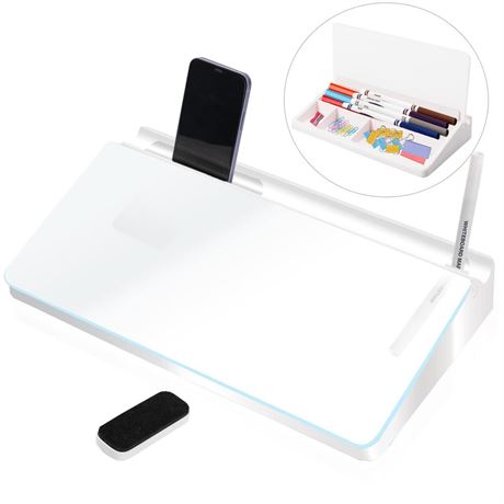 Glass Desktop Whiteboard Dry Erase Board Computer Keyboard Stand Desk White