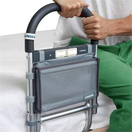 Lunderg Bed Rails for Elderly Adults Safety - with Motion Light & Storage