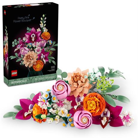 LEGO Botanicals Pretty Pink Flower Bouquet Building Set for Adults - Artificial