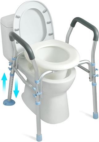 OasisSpace Stand Alone Raised Toilet Seat 300lbs - Medical Raised Commode