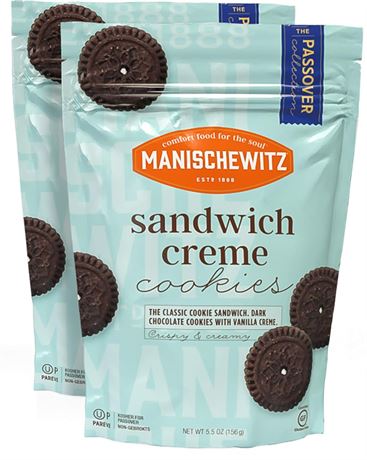 Manischewitz Gluten Free Sandwich Cookies, 5.5oz (2 Pack) Grain Free Soy Free &