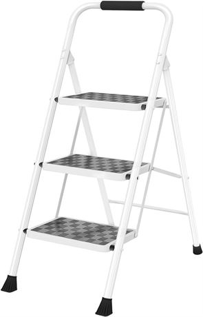HBTower Stepladder, 3 Steps, Foldable, Load Capacity 486.5 lbs (226 kg), With