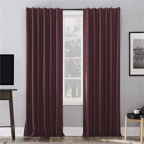 Sun Zero Evelina 100% Blackout Faux Dupioni Silk Back Tab Window Curtain,