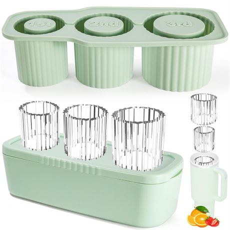 Ice Cube Tray for Stanley Cup,Ice Cube Molds with Lid and Bin for Freezer, 3