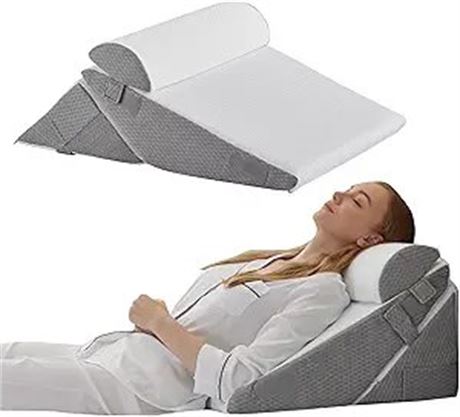 Ruqmuis 3PCS Wedge Pillow Set for After Surgery, Wedge Pillow Headboard,