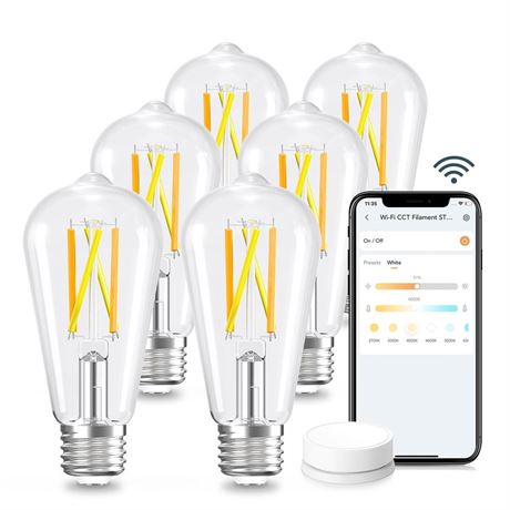 Linkind Smart Edison Bulbs, 2700K-6500K Tunable WiFi Edison Bulbs with Remote