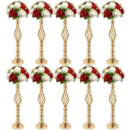 10pcs 20.87Inch Gold Centerpieces for Tables Cylinder Vases Gold Wedding