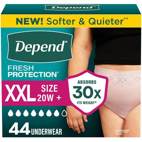 Depend Fresh Protection Adult Diapers, Incontinence Underwear for Women,