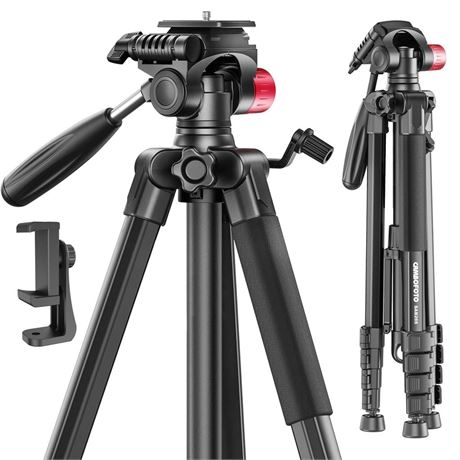 74"-Camera-Tripod, Porfessional Aluminum Heavy Duty Tripod Stand for Mirrorless