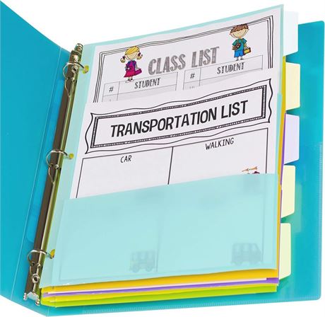 OFFSITE C-Line Bright Multi-Pocket 5-tab Index Dividers 8.5" x 11" (A4)