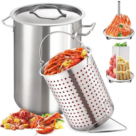 ARC 32QT Stainless Steel Stock pot 6-Piece For Seafood Boil Pot with Basket and