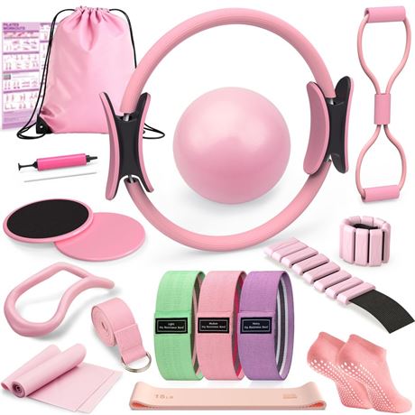 Pilates Kit for Home Workouts, Pilates Equipment Ring and Ball Set, Pilates