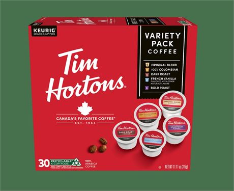 Tim Hortons Variety Pack Single Serve Coffee Pods, 30ct