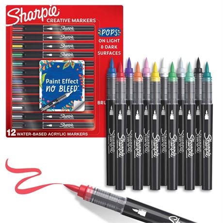 Sharpie Creative Markers, Water-Based Acrylic Markers, Brush Tip, Assorted