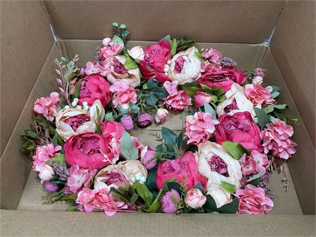 Artificial Flower Wreath for Front Door - Burgundy Peony Faux Floral Spring