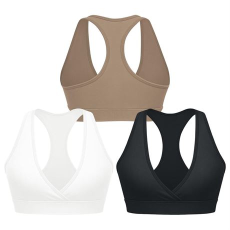 Sports Bra for Women Crossover V-Neck Racerback Yoga Bra Padded Workout Gym