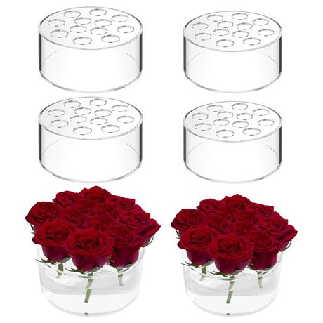 3 Pcs Acrylic Flower Vases for Centerpieces Round – 5.5/5.9”Large Clear Floral