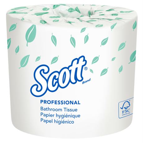 Scott 4460 Essential Standard Septic Safe 2-Ply Roll Bathroom Tissue - White