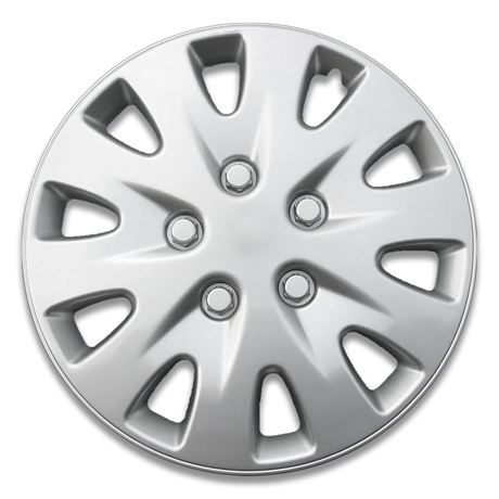 Auto Drive 16 Inch Silver Alloy Finish Hubcap Wheel Covers - Set of 4 - Fits