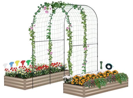 Galvanized Raised Garden Bed for Vegetables Flowers Herbs, Metal Raised Garden