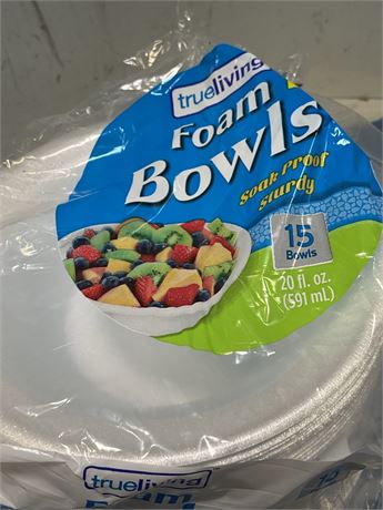 TRUELIVING foam bowls 15count (4pack)