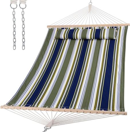 SUNCREAT Double Hammocks 2 Person with Extra Large Pillow, Non Fading Tree