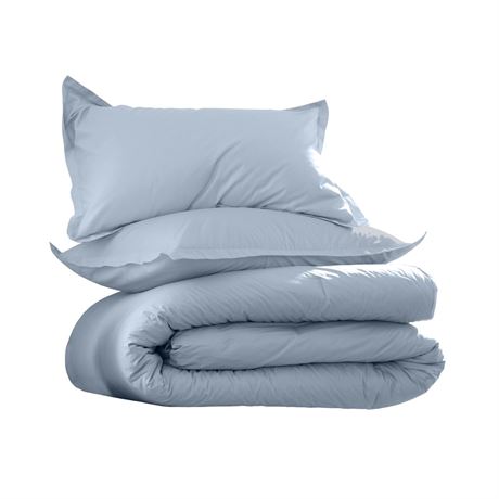 Martex EcoPure Comfort Wash Solid Comforter Set, Twin, Light Blue | 100%