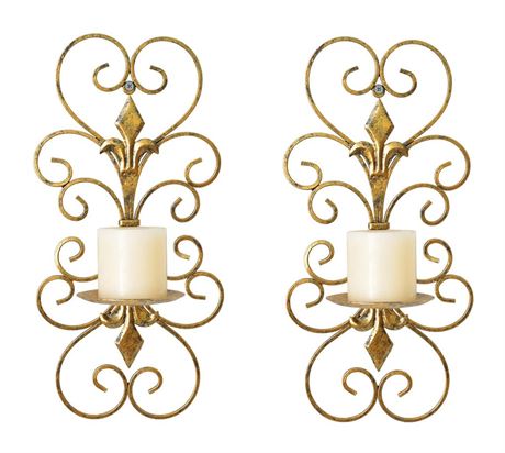 Set of 2 Wall Sconces Candle Holders Metal Wall Decoration Hanging Wall Mounted