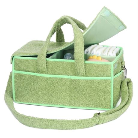 MABOZOO Baby Diaper Caddy with Lid, Multiple Compartments Caddy Organizer for