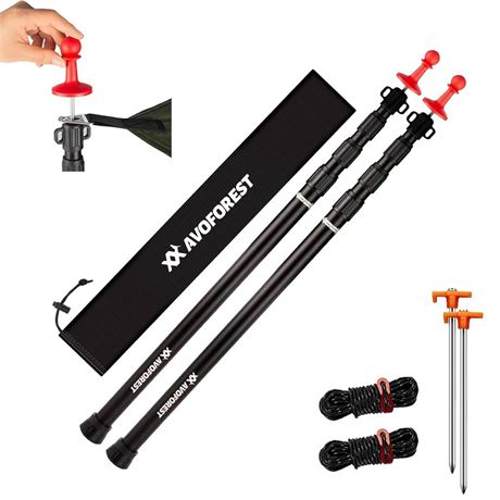 Tarp Poles Heavy Duty Adjustable, AVOFOREST Aviation Aluminum 8.7FT Tent Poles