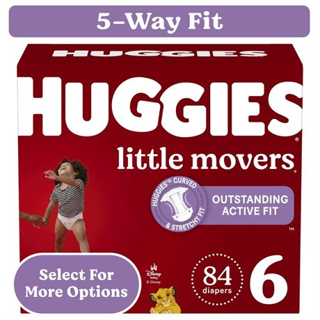 Huggies Snug & Dry Baby Diapers, Size 6 (35+ lbs), 84 Ct (Select for More)