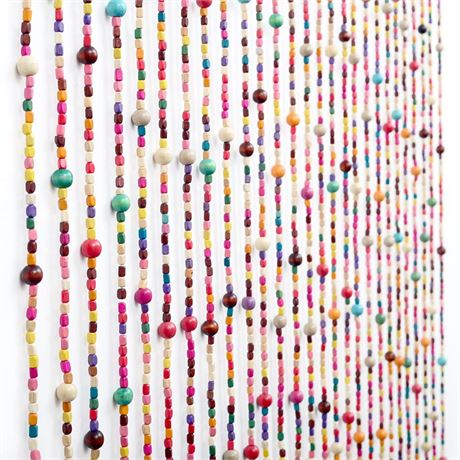 FlavorThings 3FT X 6FT 27 Stands Rainbow Colorful Hippie Beaded Curtain