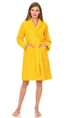 OFFSITE Brooklinen Women’s Robe, 100% Cotton Terry Bathrobe Medium  / Large Aspe