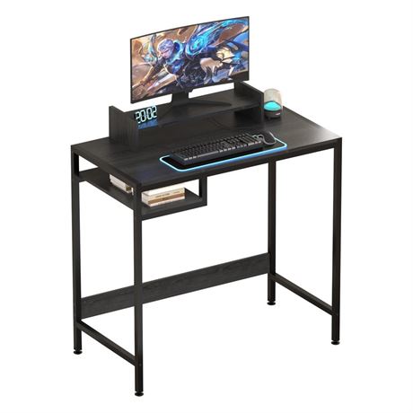 Computer Desk - 32 Inch Home Office Desk with Storage, Gaming Desk with Monitor