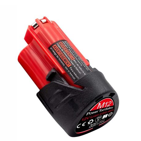 Battery for Milwaukee M12 12V: 4.0 Ah Lithium Replacement Batteries Compatible